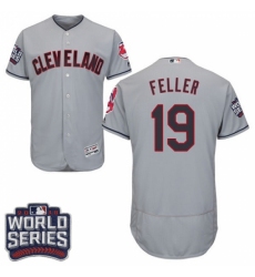 Men's Majestic Cleveland Indians #19 Bob Feller Grey 2016 World Series Bound Flexbase Authentic Collection MLB Jersey
