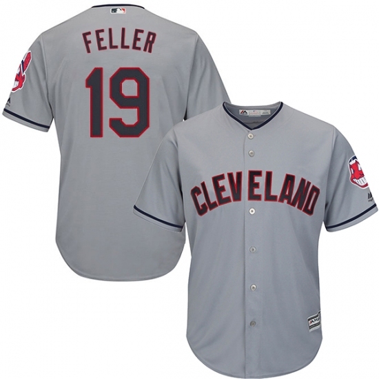 Men's Majestic Cleveland Indians #19 Bob Feller Replica Grey Road Cool Base MLB Jersey Men's Majestic Cleveland Indians #19 Bob Feller Replica Grey Road Cool Base MLB Jersey