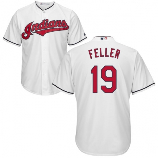 Men's Majestic Cleveland Indians #19 Bob Feller Replica White Home Cool Base MLB Jersey Men's Majestic Cleveland Indians #19 Bob Feller Replica White Home Cool Base MLB Jersey