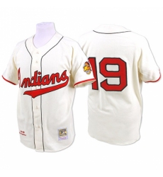 Men's Mitchell and Ness 1948 Cleveland Indians #19 Bob Feller Replica Cream Throwback MLB Jersey Men's Mitchell and Ness 1948 Cleveland Indians #19 Bob Feller Replica Cream Throwback MLB Jersey