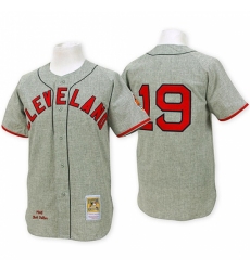 Men's Mitchell and Ness Cleveland Indians #19 Bob Feller Replica Grey Throwback MLB Jersey