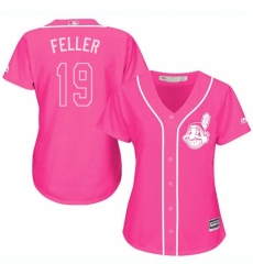 Women's Majestic Cleveland Indians #19 Bob Feller Authentic Pink Fashion Cool Base MLB Jersey Women's Majestic Cleveland Indians #19 Bob Feller Authentic Pink Fashion Cool Base MLB Jersey
