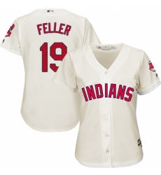 Women's Majestic Cleveland Indians #19 Bob Feller Replica Cream Alternate 2 Cool Base MLB Jersey Women's Majestic Cleveland Indians #19 Bob Feller Replica Cream Alternate 2 Cool Base MLB Jersey