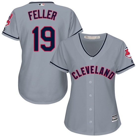 Women's Majestic Cleveland Indians #19 Bob Feller Replica Grey Road Cool Base MLB Jersey Women's Majestic Cleveland Indians #19 Bob Feller Replica Grey Road Cool Base MLB Jersey