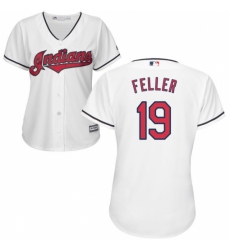 Women's Majestic Cleveland Indians #19 Bob Feller Replica White Home Cool Base MLB Jersey