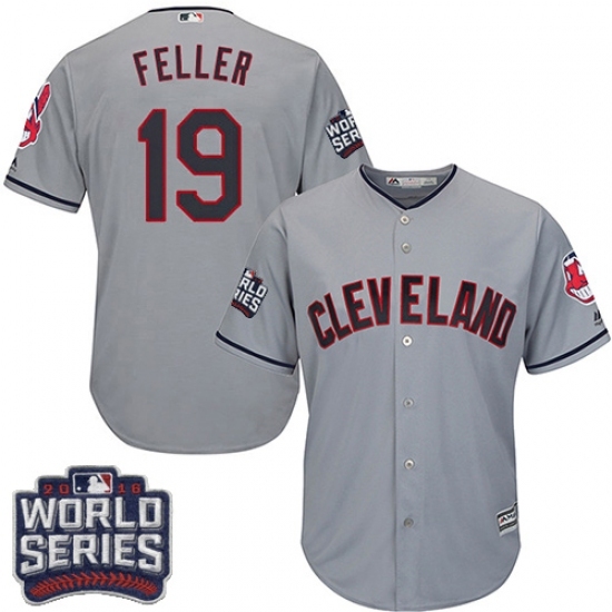 Youth Majestic Cleveland Indians #19 Bob Feller Authentic Grey Road 2016 World Series Bound Cool Base MLB Jersey Youth Majestic Cleveland Indians #19 Bob Feller Authentic Grey Road 2016 World Series Bound Cool Base MLB Jersey
