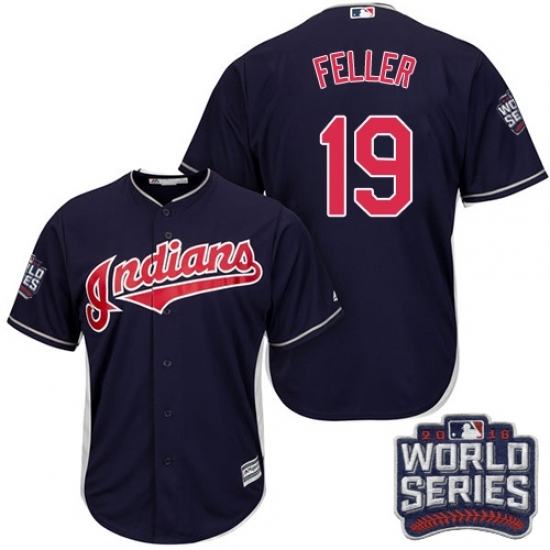 Youth Majestic Cleveland Indians #19 Bob Feller Authentic Navy Blue Alternate 1 2016 World Series Bound Cool Base MLB Jersey Youth Majestic Cleveland Indians #19 Bob Feller Authentic Navy Blue Alternate 1 2016 World Series Bound Cool Base MLB Jersey