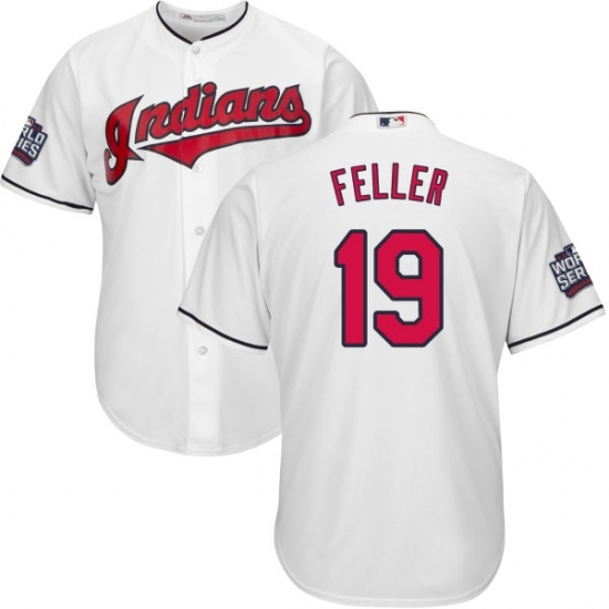 Youth Majestic Cleveland Indians #19 Bob Feller Authentic White Home 2016 World Series Bound Cool Base MLB Jersey Youth Majestic Cleveland Indians #19 Bob Feller Authentic White Home 2016 World Series Bound Cool Base MLB Jersey