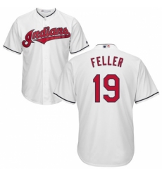 Youth Majestic Cleveland Indians #19 Bob Feller Replica White Home Cool Base MLB Jersey