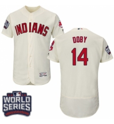 Men's Majestic Cleveland Indians #14 Larry Doby Cream 2016 World Series Bound Flexbase Authentic Collection MLB Jersey