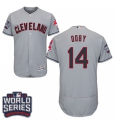 Men's Majestic Cleveland Indians #14 Larry Doby Grey 2016 World Series Bound Flexbase Authentic Collection MLB Jersey