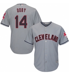 Men's Majestic Cleveland Indians #14 Larry Doby Replica Grey Road Cool Base MLB Jersey