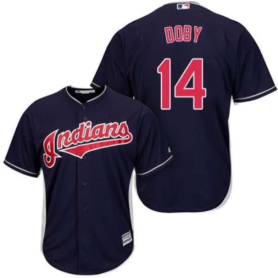 Men's Majestic Cleveland Indians #14 Larry Doby Replica Navy Blue Alternate 1 Cool Base MLB Jersey Men's Majestic Cleveland Indians #14 Larry Doby Replica Navy Blue Alternate 1 Cool Base MLB Jersey