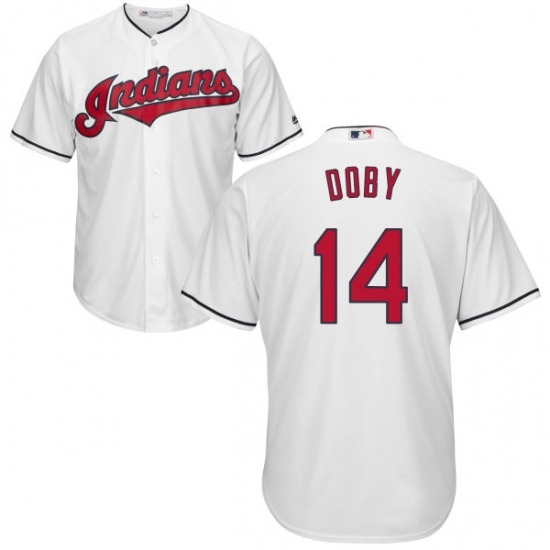 Men's Majestic Cleveland Indians #14 Larry Doby Replica White Home Cool Base MLB Jersey Men's Majestic Cleveland Indians #14 Larry Doby Replica White Home Cool Base MLB Jersey
