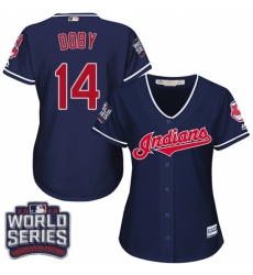 Women's Majestic Cleveland Indians #14 Larry Doby Authentic Navy Blue Alternate 1 2016 World Series Bound Cool Base MLB Jersey Women's Majestic Cleveland Indians #14 Larry Doby Authentic Navy Blue Alternate 1 2016 World Series Bound Cool Base MLB Jersey