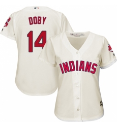 Women's Majestic Cleveland Indians #14 Larry Doby Replica Cream Alternate 2 Cool Base MLB Jersey Women's Majestic Cleveland Indians #14 Larry Doby Replica Cream Alternate 2 Cool Base MLB Jersey