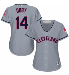 Women's Majestic Cleveland Indians #14 Larry Doby Replica Grey Road Cool Base MLB Jersey Women's Majestic Cleveland Indians #14 Larry Doby Replica Grey Road Cool Base MLB Jersey
