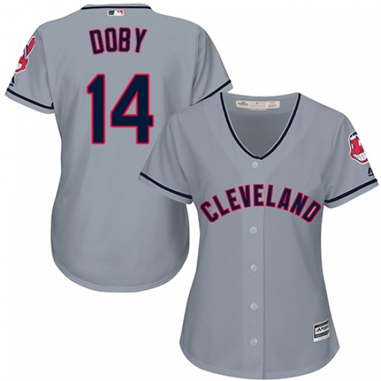 Women's Majestic Cleveland Indians #14 Larry Doby Replica Grey Road Cool Base MLB Jersey Women's Majestic Cleveland Indians #14 Larry Doby Replica Grey Road Cool Base MLB Jersey