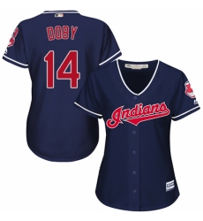 Women's Majestic Cleveland Indians #14 Larry Doby Replica Navy Blue Alternate 1 Cool Base MLB Jersey