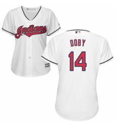 Women's Majestic Cleveland Indians #14 Larry Doby Replica White Home Cool Base MLB Jersey Women's Majestic Cleveland Indians #14 Larry Doby Replica White Home Cool Base MLB Jersey
