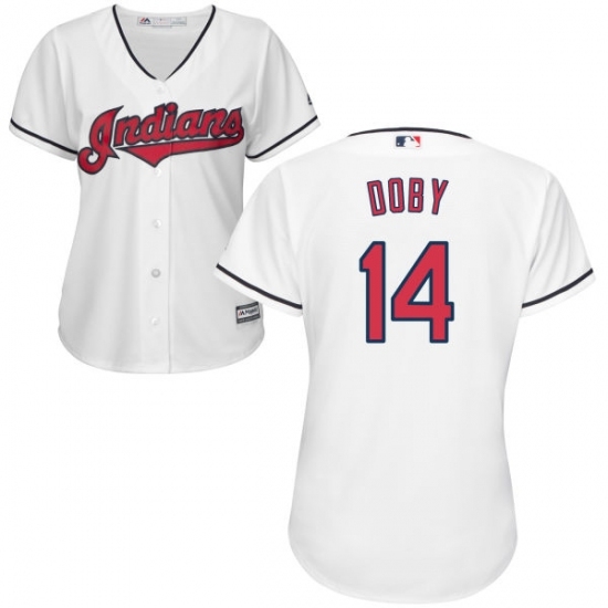 Women's Majestic Cleveland Indians #14 Larry Doby Replica White Home Cool Base MLB Jersey Women's Majestic Cleveland Indians #14 Larry Doby Replica White Home Cool Base MLB Jersey