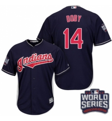 Youth Majestic Cleveland Indians #14 Larry Doby Authentic Navy Blue Alternate 1 2016 World Series Bound Cool Base MLB Jersey Youth Majestic Cleveland Indians #14 Larry Doby Authentic Navy Blue Alternate 1 2016 World Series Bound Cool Base MLB Jersey