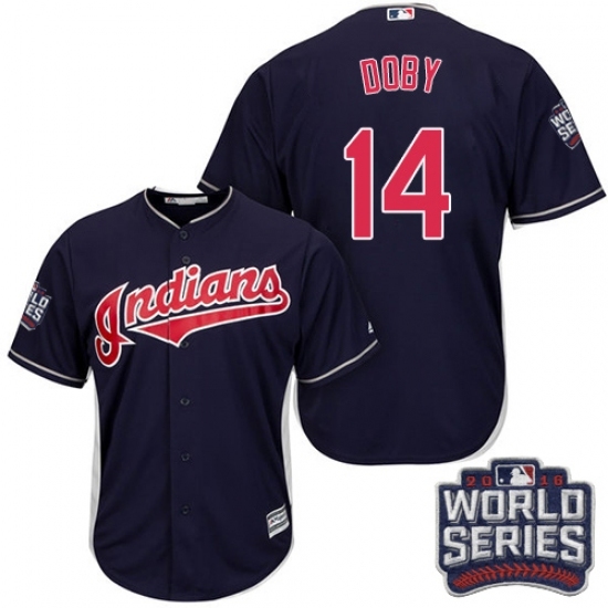 Youth Majestic Cleveland Indians #14 Larry Doby Authentic Navy Blue Alternate 1 2016 World Series Bound Cool Base MLB Jersey Youth Majestic Cleveland Indians #14 Larry Doby Authentic Navy Blue Alternate 1 2016 World Series Bound Cool Base MLB Jersey