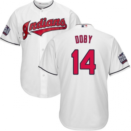 Youth Majestic Cleveland Indians #14 Larry Doby Authentic White Home 2016 World Series Bound Cool Base MLB Jersey Youth Majestic Cleveland Indians #14 Larry Doby Authentic White Home 2016 World Series Bound Cool Base MLB Jersey