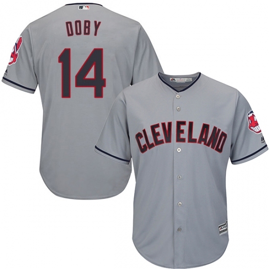 Youth Majestic Cleveland Indians #14 Larry Doby Replica Grey Road Cool Base MLB Jersey Youth Majestic Cleveland Indians #14 Larry Doby Replica Grey Road Cool Base MLB Jersey