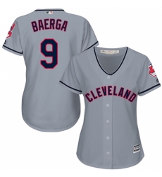 Women's Majestic Cleveland Indians #9 Carlos Baerga Replica Grey Road Cool Base MLB Jersey