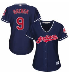 Women's Majestic Cleveland Indians #9 Carlos Baerga Replica Navy Blue Alternate 1 Cool Base MLB Jersey