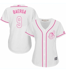 Women's Majestic Cleveland Indians #9 Carlos Baerga Replica White Fashion Cool Base MLB Jersey