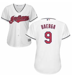 Women's Majestic Cleveland Indians #9 Carlos Baerga Replica White Home Cool Base MLB Jersey