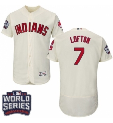 Men's Majestic Cleveland Indians #7 Kenny Lofton Cream 2016 World Series Bound Flexbase Authentic Collection MLB Jersey