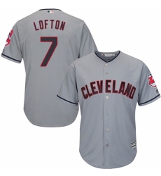 Men's Majestic Cleveland Indians #7 Kenny Lofton Replica Grey Road Cool Base MLB Jersey
