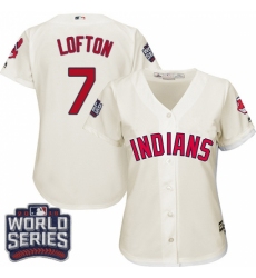 Women's Majestic Cleveland Indians #7 Kenny Lofton Authentic Cream Alternate 2 2016 World Series Bound Cool Base MLB Jersey Women's Majestic Cleveland Indians #7 Kenny Lofton Authentic Cream Alternate 2 2016 World Series Bound Cool Base MLB Jersey