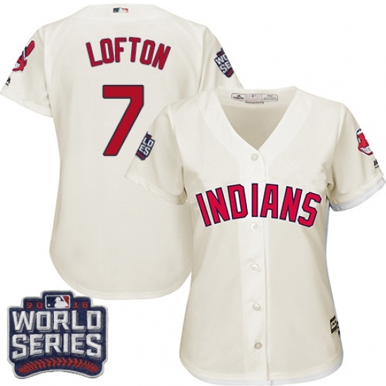 Women's Majestic Cleveland Indians #7 Kenny Lofton Authentic Cream Alternate 2 2016 World Series Bound Cool Base MLB Jersey Women's Majestic Cleveland Indians #7 Kenny Lofton Authentic Cream Alternate 2 2016 World Series Bound Cool Base MLB Jersey