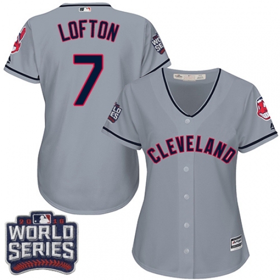 Women's Majestic Cleveland Indians #7 Kenny Lofton Authentic Grey Road 2016 World Series Bound Cool Base MLB Jersey Women's Majestic Cleveland Indians #7 Kenny Lofton Authentic Grey Road 2016 World Series Bound Cool Base MLB Jersey