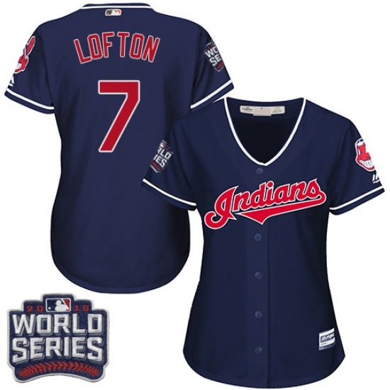 Women's Majestic Cleveland Indians #7 Kenny Lofton Authentic Navy Blue Alternate 1 2016 World Series Bound Cool Base MLB Jersey Women's Majestic Cleveland Indians #7 Kenny Lofton Authentic Navy Blue Alternate 1 2016 World Series Bound Cool Base MLB Jersey