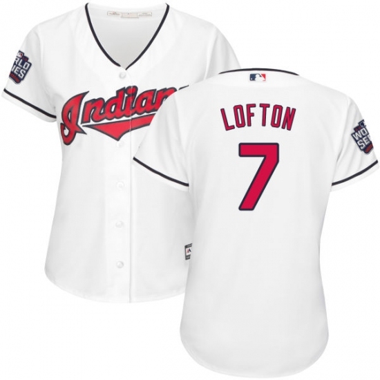 Women's Majestic Cleveland Indians #7 Kenny Lofton Authentic White Home 2016 World Series Bound Cool Base MLB Jersey Women's Majestic Cleveland Indians #7 Kenny Lofton Authentic White Home 2016 World Series Bound Cool Base MLB Jersey