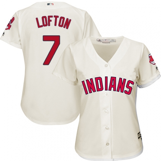 Women's Majestic Cleveland Indians #7 Kenny Lofton Replica Cream Alternate 2 Cool Base MLB Jersey Women's Majestic Cleveland Indians #7 Kenny Lofton Replica Cream Alternate 2 Cool Base MLB Jersey
