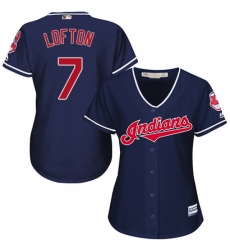 Women's Majestic Cleveland Indians #7 Kenny Lofton Replica Navy Blue Alternate 1 Cool Base MLB Jersey