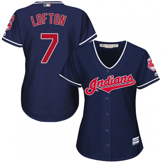 Women's Majestic Cleveland Indians #7 Kenny Lofton Replica Navy Blue Alternate 1 Cool Base MLB Jersey Women's Majestic Cleveland Indians #7 Kenny Lofton Replica Navy Blue Alternate 1 Cool Base MLB Jersey