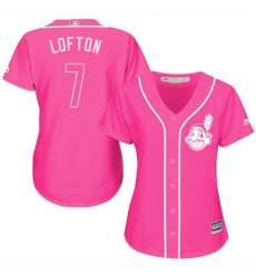 Women's Majestic Cleveland Indians #7 Kenny Lofton Replica Pink Fashion Cool Base MLB Jersey Women's Majestic Cleveland Indians #7 Kenny Lofton Replica Pink Fashion Cool Base MLB Jersey