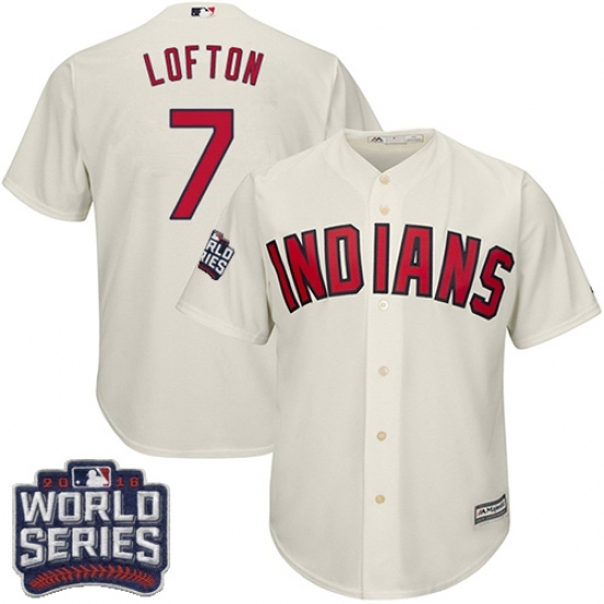 Youth Majestic Cleveland Indians #7 Kenny Lofton Authentic Cream Alternate 2 2016 World Series Bound Cool Base MLB Jersey Youth Majestic Cleveland Indians #7 Kenny Lofton Authentic Cream Alternate 2 2016 World Series Bound Cool Base MLB Jersey