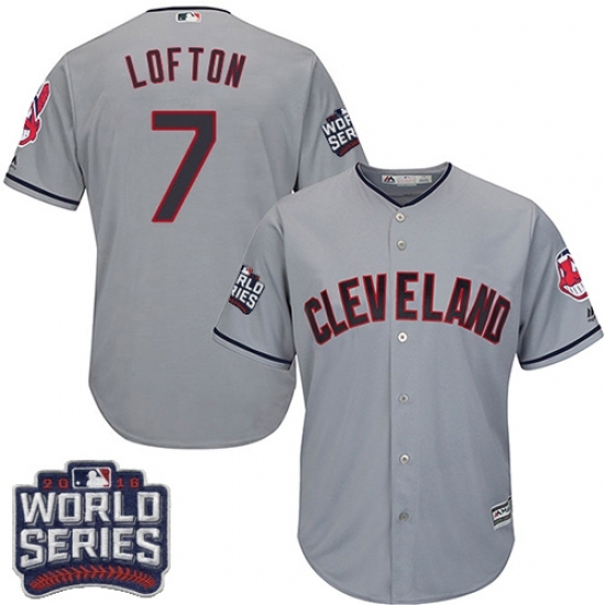 Youth Majestic Cleveland Indians #7 Kenny Lofton Authentic Grey Road 2016 World Series Bound Cool Base MLB Jersey Youth Majestic Cleveland Indians #7 Kenny Lofton Authentic Grey Road 2016 World Series Bound Cool Base MLB Jersey