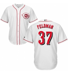 Men's Majestic Cincinnati Reds #37 Scott Feldman Replica White Home Cool Base MLB Jersey Men's Majestic Cincinnati Reds #37 Scott Feldman Replica White Home Cool Base MLB Jersey