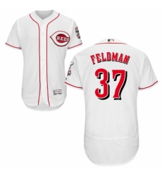 Men's Majestic Cincinnati Reds #37 Scott Feldman White Flexbase Authentic Collection MLB Jersey