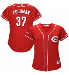 Women's Majestic Cincinnati Reds #37 Scott Feldman Replica Red Alternate Cool Base MLB Jersey