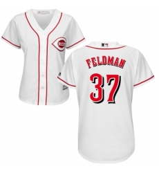 Women's Majestic Cincinnati Reds #37 Scott Feldman Replica White MLB Jersey